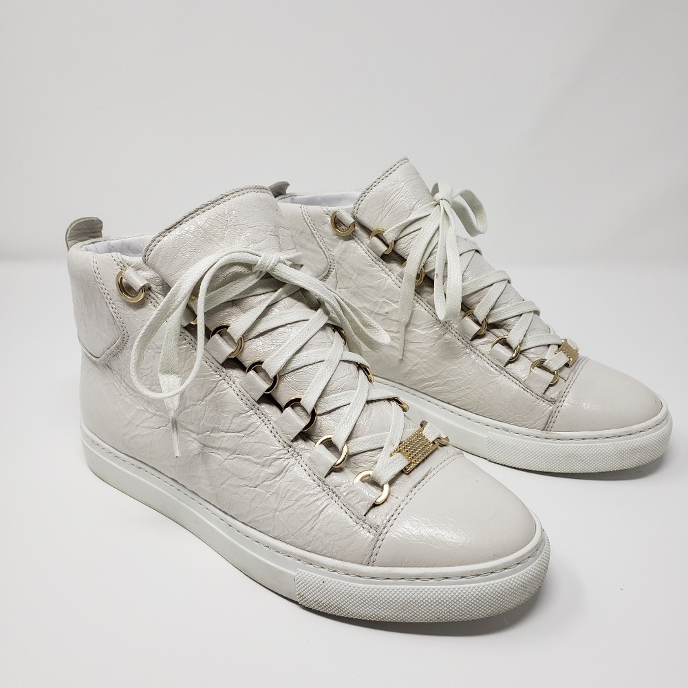 BALENCIAGA Arena High Beige leather Sneakers. Size: 37